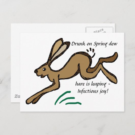 Betrunken beim Frühlingstod springt der Hase Postkarte (Vorne/Hinten)