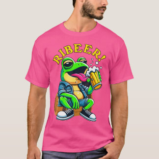 Betrunken Frog Drink Bier Ribier Funny Beer Drinke T-Shirt