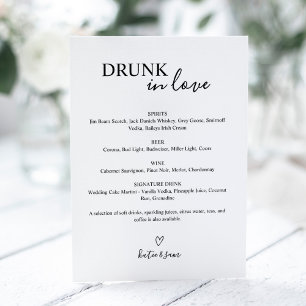 Betrunken in der Liebe beim Hochzeitsmenü Bar Sockelschild