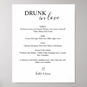 Betrunken in der Liebe beim Hochzeitsmenü des Bar Poster