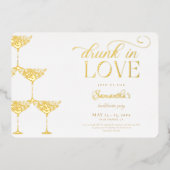 Betrunken in der Liebe Champagner Tower Junggeseli Folieneinladung (Vorderseite)