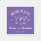 Betrunken in der Liebe Lila Personalisierte Hochze Serviette (Vorderseite)