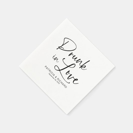 Betrunken in der Liebe Moderne Kalligraphie Hochze Serviette (Ecke)