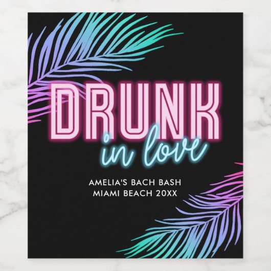 Betrunken in der Liebe Neon Weinetikett (Einzelnes Label)