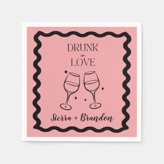 Betrunken in der Liebe Personalisiert Hochzeit Ros Serviette (Vorderseite)