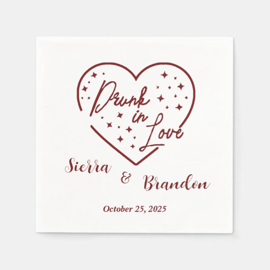 Betrunken in der Liebe Personalisierte Hochzeitsfe Serviette (Vorderseite)