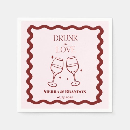 Betrunken in der Liebe Personalisierte Hochzeitsfe Serviette (Vorderseite)