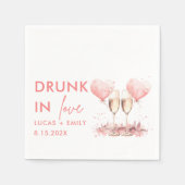 Betrunken in der Liebe Personalisierte Pink-Brille Serviette (Vorderseite)
