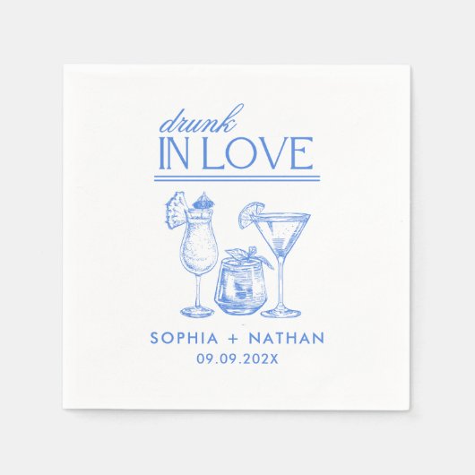 Betrunken in der Liebe Personalisierte Weingläser Serviette (Vorderseite)