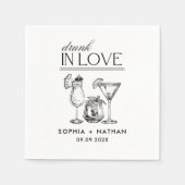 Betrunken in der Liebe Personalisierte Weingläser  Serviette (Vorderseite)