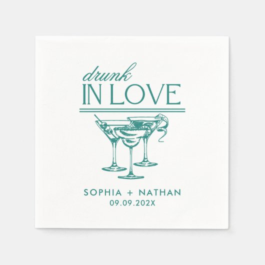 Betrunken in der Liebe Personalisierte Weingläser Serviette (Vorderseite)