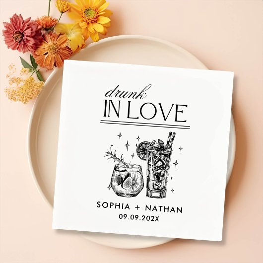 Betrunken in der Liebe Personalisierte Weingläser  Serviette