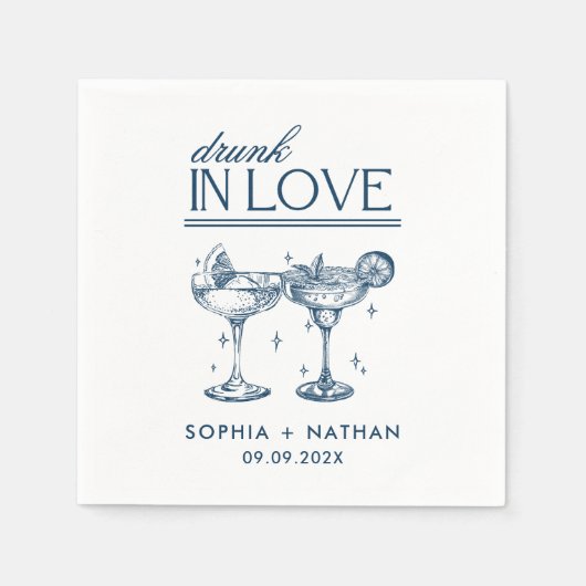Betrunken in der Liebe Personalisierte Weingläser Serviette (Vorderseite)