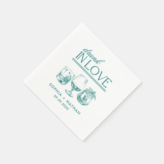 Betrunken in der Liebe Personalisierte Weingläser Serviette (Ecke)