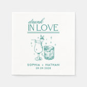 Betrunken in der Liebe Personalisierte Weingläser  Serviette (Vorderseite)