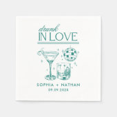 Betrunken in der Liebe Personalisierter Cocktail H Serviette (Vorderseite)