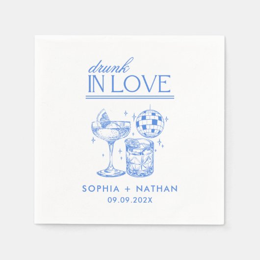 Betrunken in der Liebe Personalisierter Cocktail H Serviette (Vorderseite)