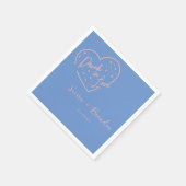 Betrunken in der Liebe Pink&Blue Monogram Wedding  Serviette (Ecke)