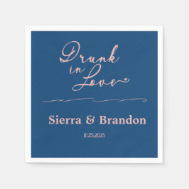 Betrunken in der Liebe Pink&Blue Monogram Wedding  Serviette