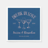 Betrunken in der Liebe Pink&Blue personalize Wedki Serviette (Vorderseite)