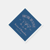 Betrunken in der Liebe Pink&Blue personalize Wedki Serviette (Ecke)