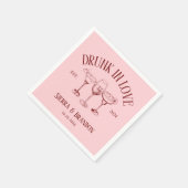 Betrunken in der Liebe Red&Pink Monogram Wedding N Serviette (Ecke)