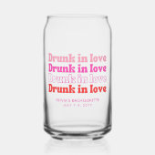 Betrunken in der Liebe Rosa Retro Junggeselinnen-A Dosenglas (Vorderseite)