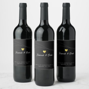 Betrunken in der Liebe Wed Modern Black Weinetikett