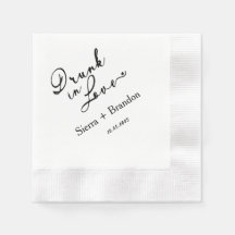 Betrunken in Liebe B&W Monogram Wedding Napkins