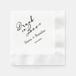 Betrunken in Liebe B&W Monogram Wedding Napkins Serviette