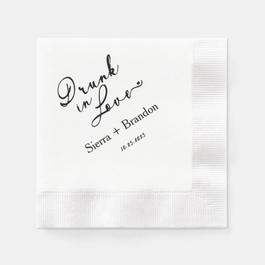 Betrunken in Liebe B&W Monogram Wedding Napkins Serviette (Vorderseite)