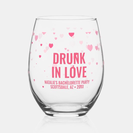 Betrunken in Liebe Bachelorette Theme Custom Cockt Weinglas Ohne Stiel (Links)