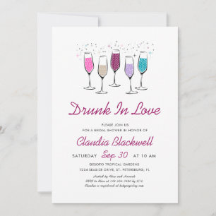 Betrunken in Liebe Champagner Brautparty Einladung
