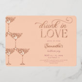 Betrunken in Liebe Champagner Tower Peach Bachelor Folieneinladung (Vorderseite)