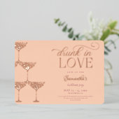 Betrunken in Liebe Champagner Tower Peach Bachelor Folieneinladung (Stehend vorne)