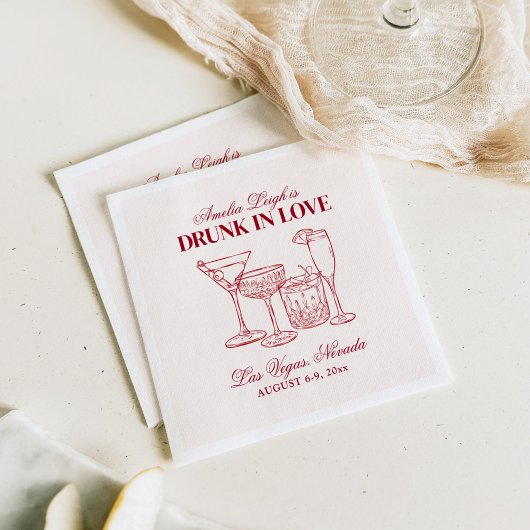 Betrunken in Liebe Cocktails Bachelorette Wochenen Serviette