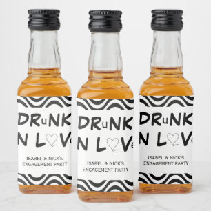 Betrunken in Liebe Engagement Partei Schwarz und W Alkoholflaschenetikett