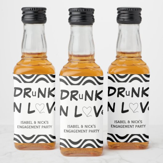 Betrunken in Liebe Engagement Partei Schwarz und W Alkoholflaschenetikett (Flaschen)