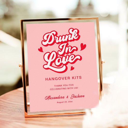 Betrunken in Liebe Hangover Kits Rot und Rosa Hoch Poster