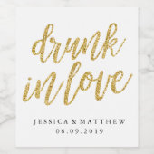 Betrunken in Liebe Imitat Glitzer Goldhandschrift Weinetikett (Einzelnes Label)