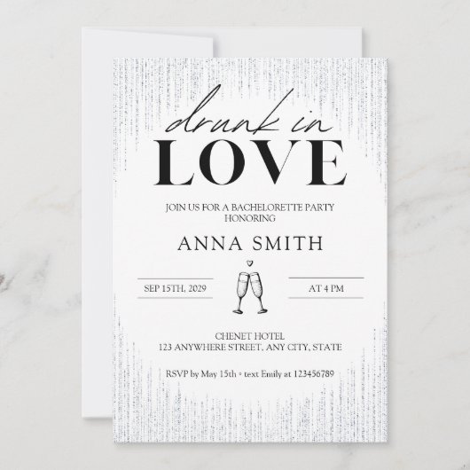 Betrunken in Liebe Junggeselinnen-Abschied Einladu Einladung (Vorderseite)