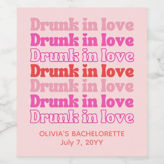 Betrunken in Liebe Junggeselinnen-Abschied Retro R Weinetikett (Einzelnes Label)