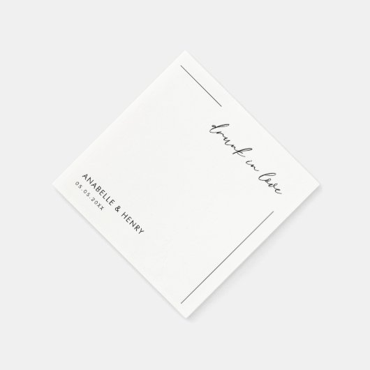 Betrunken in Liebe Minimalistische Script & Line H Serviette (Ecke)