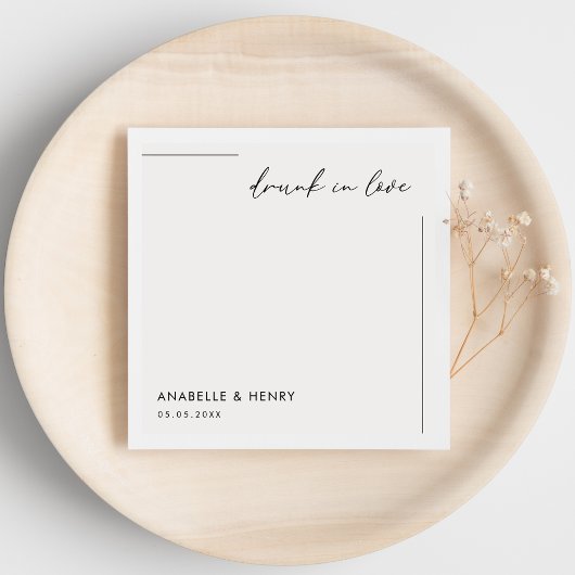 Betrunken in Liebe Minimalistische Script & Line H Serviette