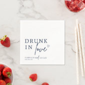 Betrunken in Liebe Navy Blue Personalisiert Napkin Serviette (Beispiel)