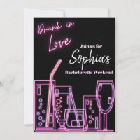 Betrunken in Liebe Neon Bachelorette Einladung