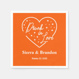 Betrunken in Liebe Orange & White Monogram Wedkin  Serviette