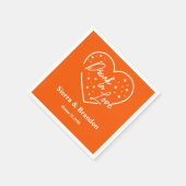 Betrunken in Liebe Orange & White Monogram Wedkin Serviette (Ecke)