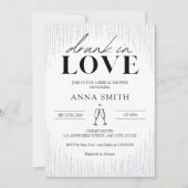 Betrunken in Liebe Silver Glitzern Brautparty Einladung (Vorderseite)