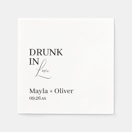 Betrunken in Liebe und individuelle Name Hochzeits Serviette (Vorderseite)